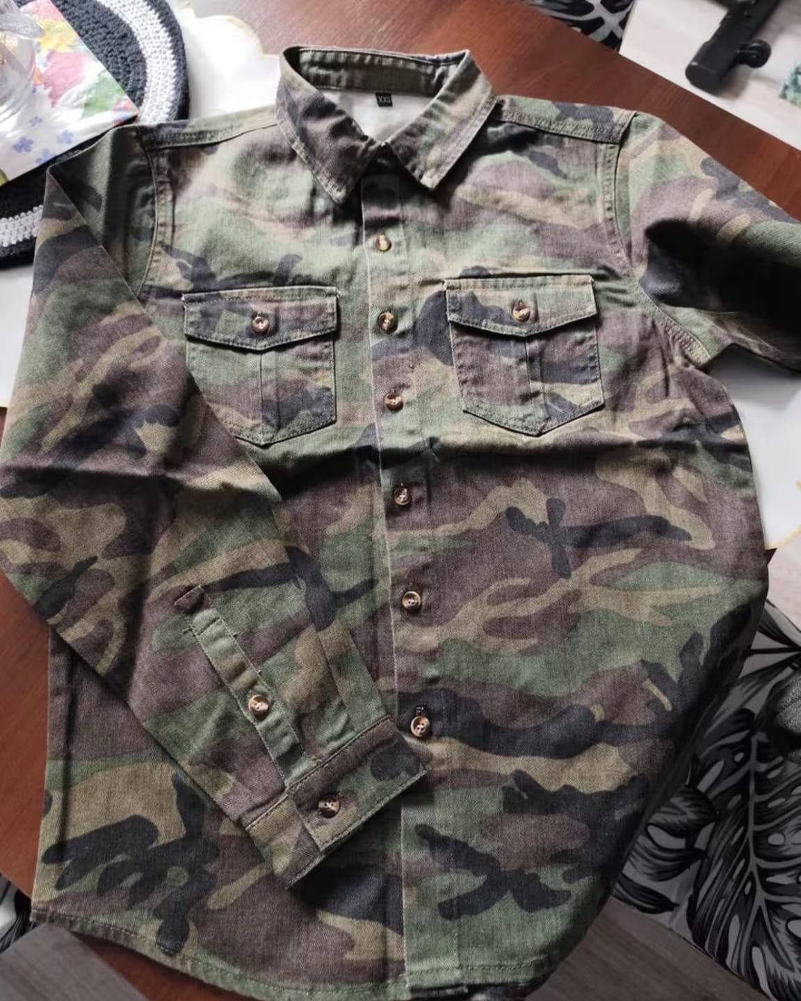 Customer photo review of Men's Camo Button-Up Shirt