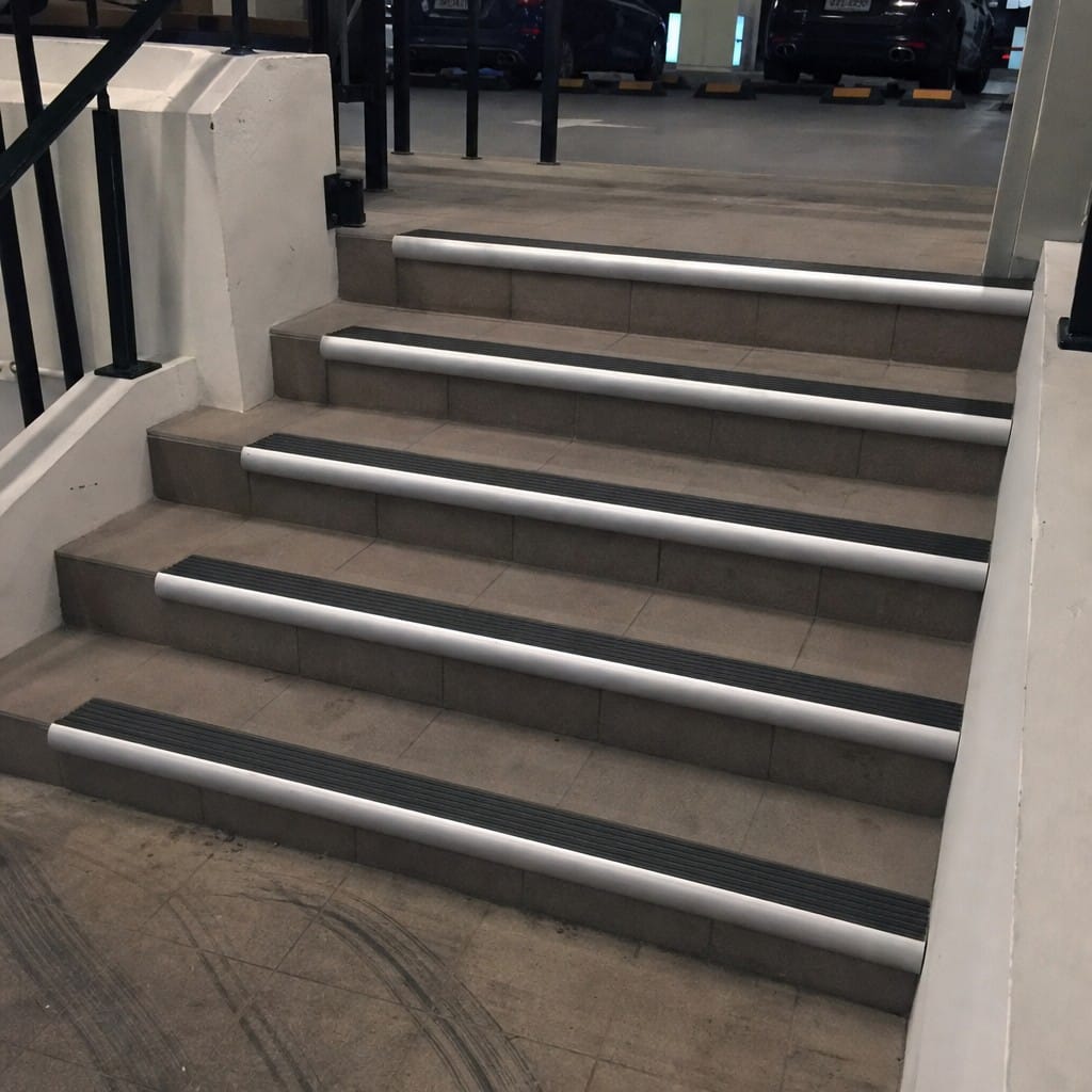 Customer photo review of Aluminium Bullnose Stair Nosing 68x40mm, 1m Bars, Anti-Slip Insert