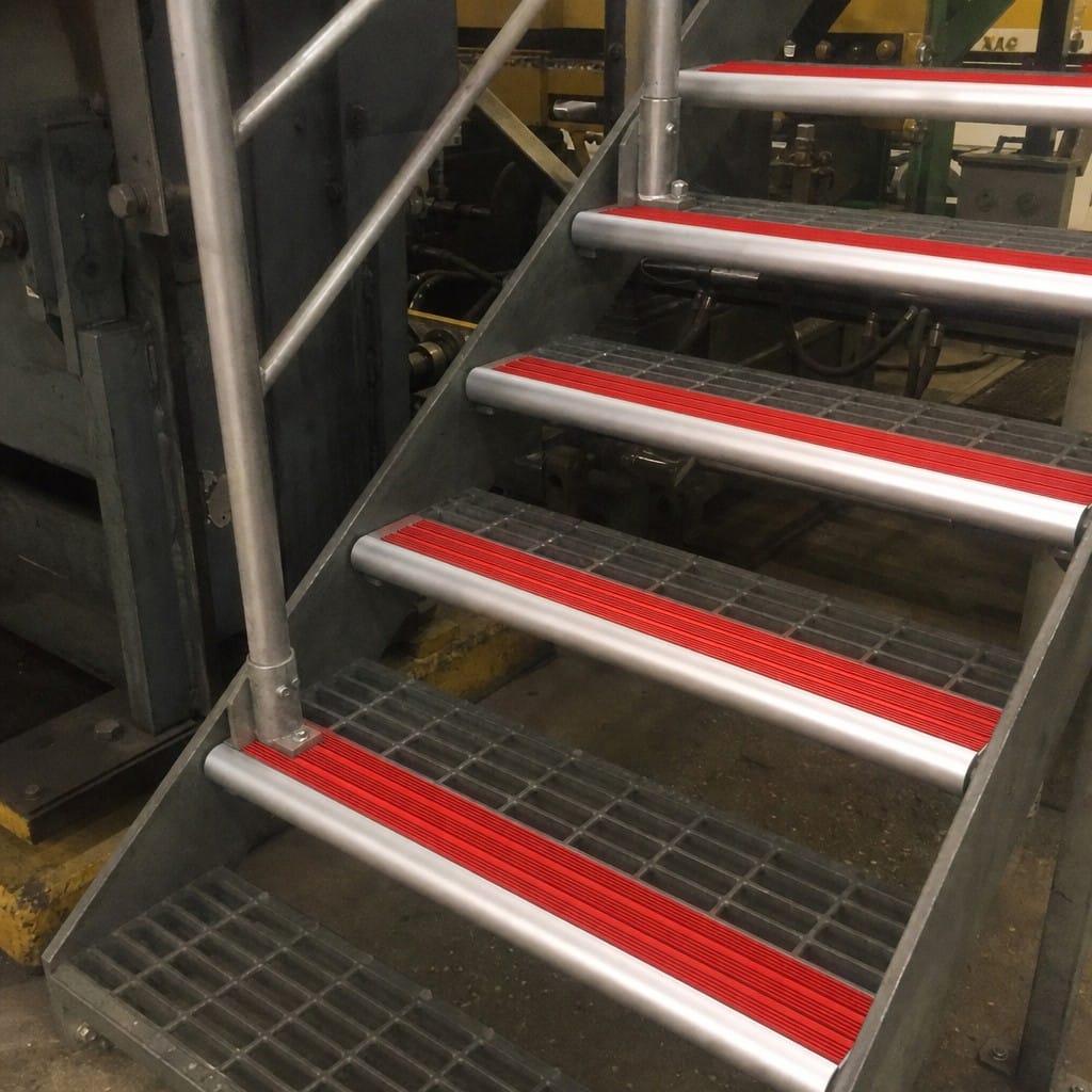 Customer photo review of Aluminium Bullnose Stair Nosing 66.5x30mm, 32 Anti-Slip Inserts, 1m & 2m Bars