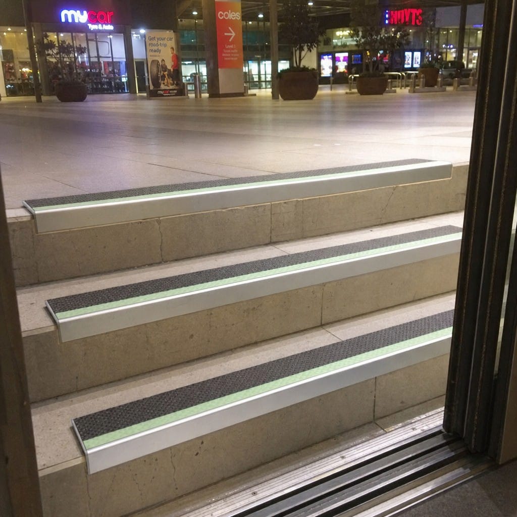 Customer photo review of Aluminium Stair Nosing 57x32mm Outdoor Grade Anti Slip Glow Edge