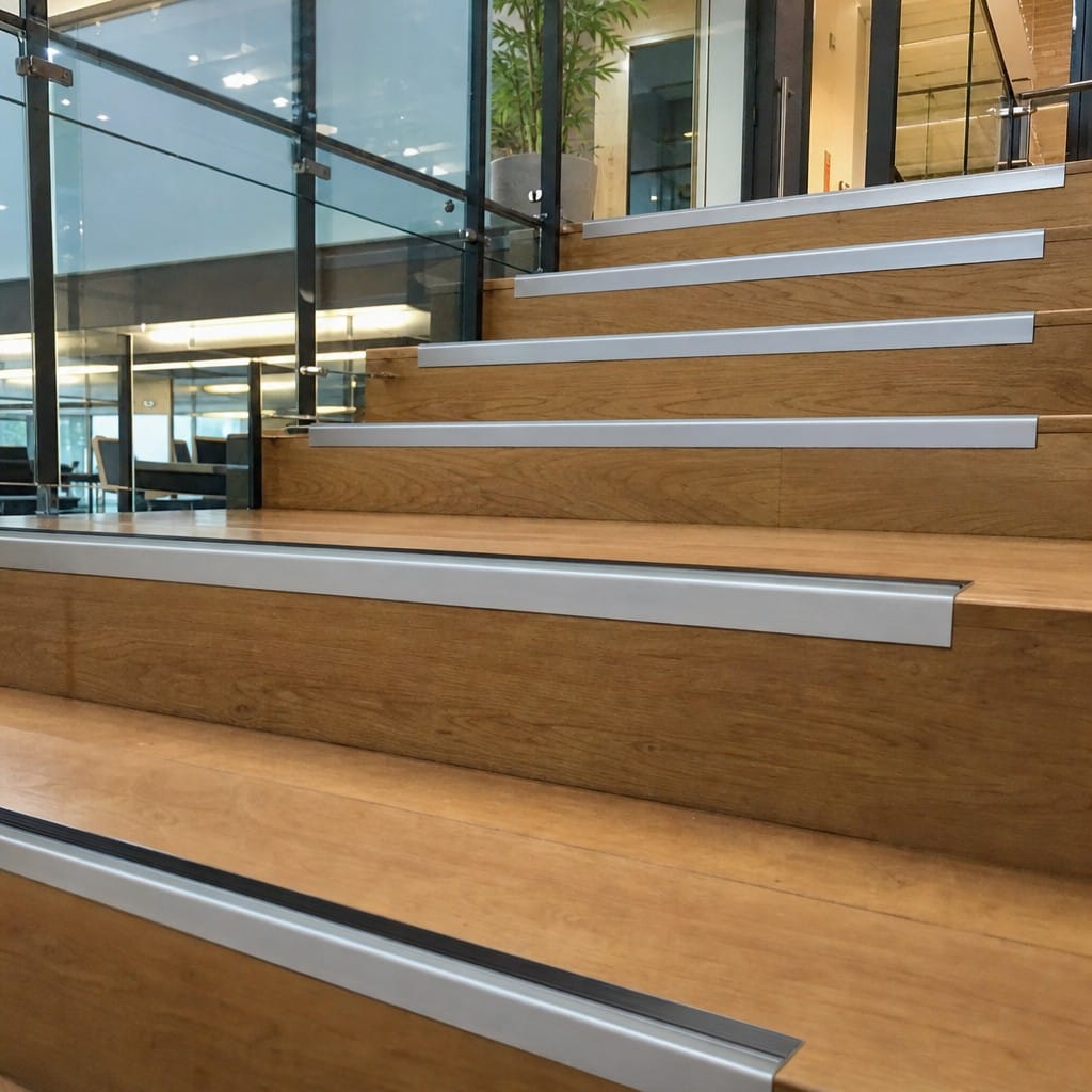 Customer photo review of Screw-Fix Anodised Aluminium Stair Nosing 1200mm | 46mm × 30mm | 7 Colours