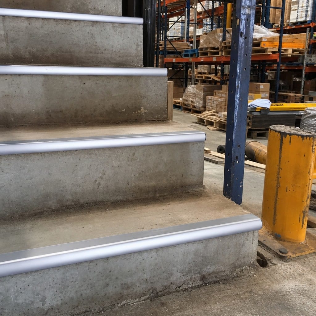 Customer photo review of Aluminium Stair Nosing 45mm Bullnose Edge Trim for 5mm LVT Flooring