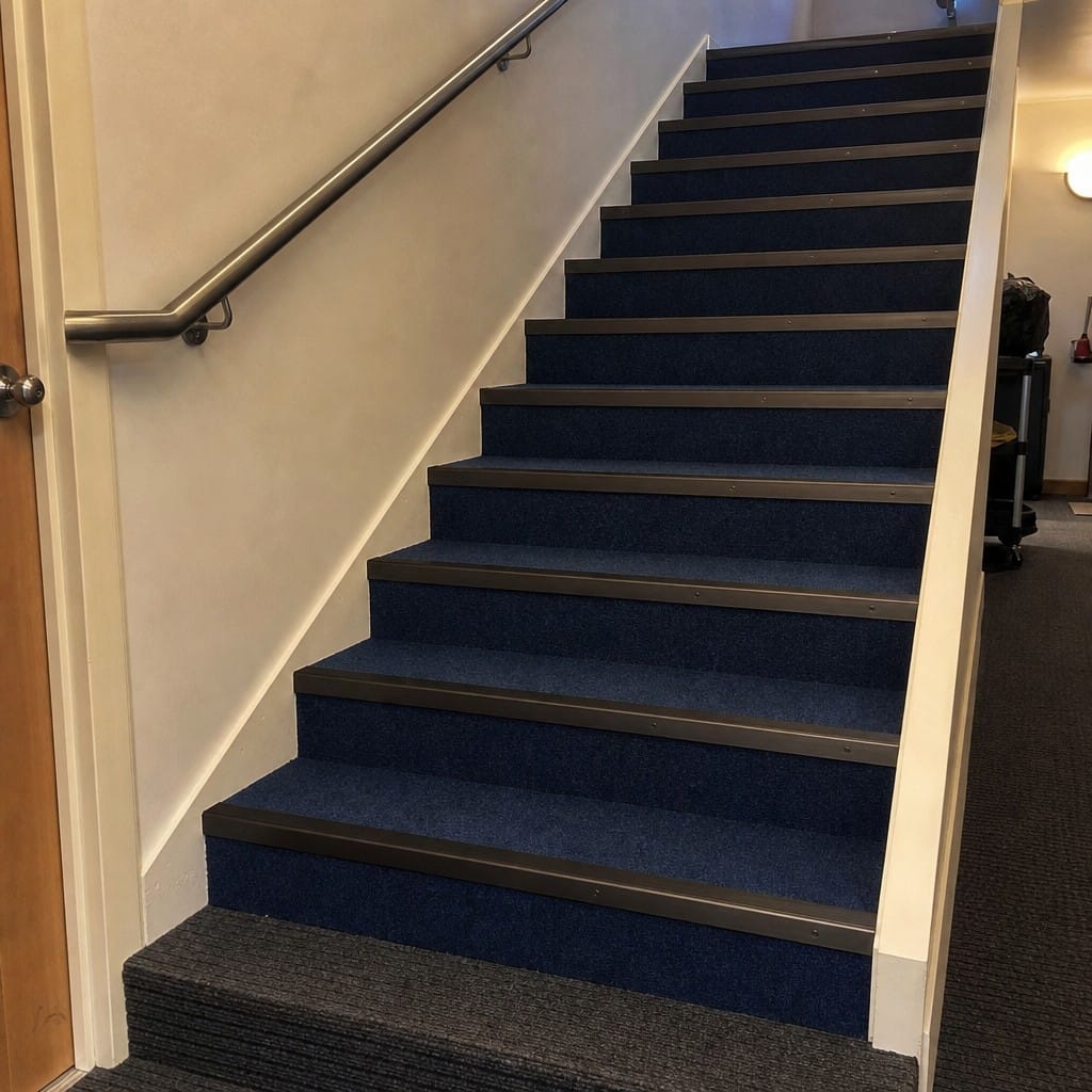 Customer photo review of Aluminium Stair Nosing 62x32mm Square Edge, Bronze & Black