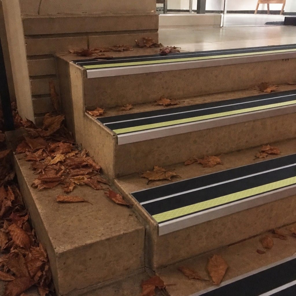 Customer photo review of Aluminium Stair Nosing 85x32mm Photoluminescent Glow Edge, Twin Inserts