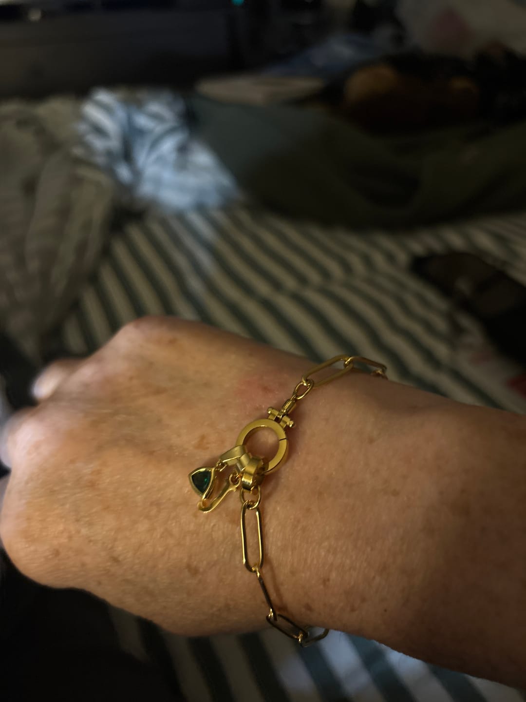Customer photo review of Initial Birthstone w/ Paper Clip Bracelet