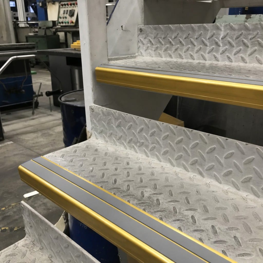 Customer photo review of Square Aluminium Stair Nosing 3.22m Double Insert 5mm Gauge