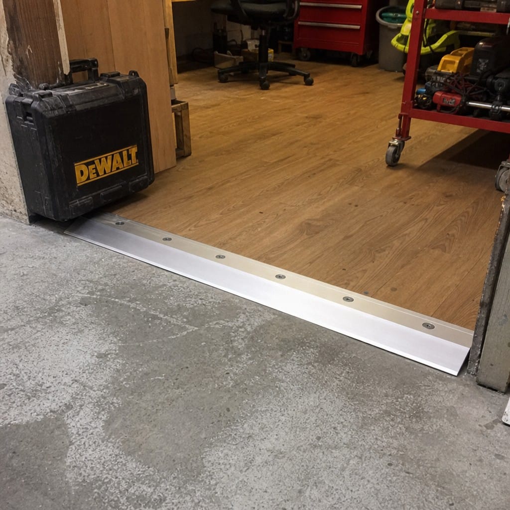 Customer photo review of Aluminium Ramp Threshold Profile 38mm Screw Fit, 8mm & 10mm Floors