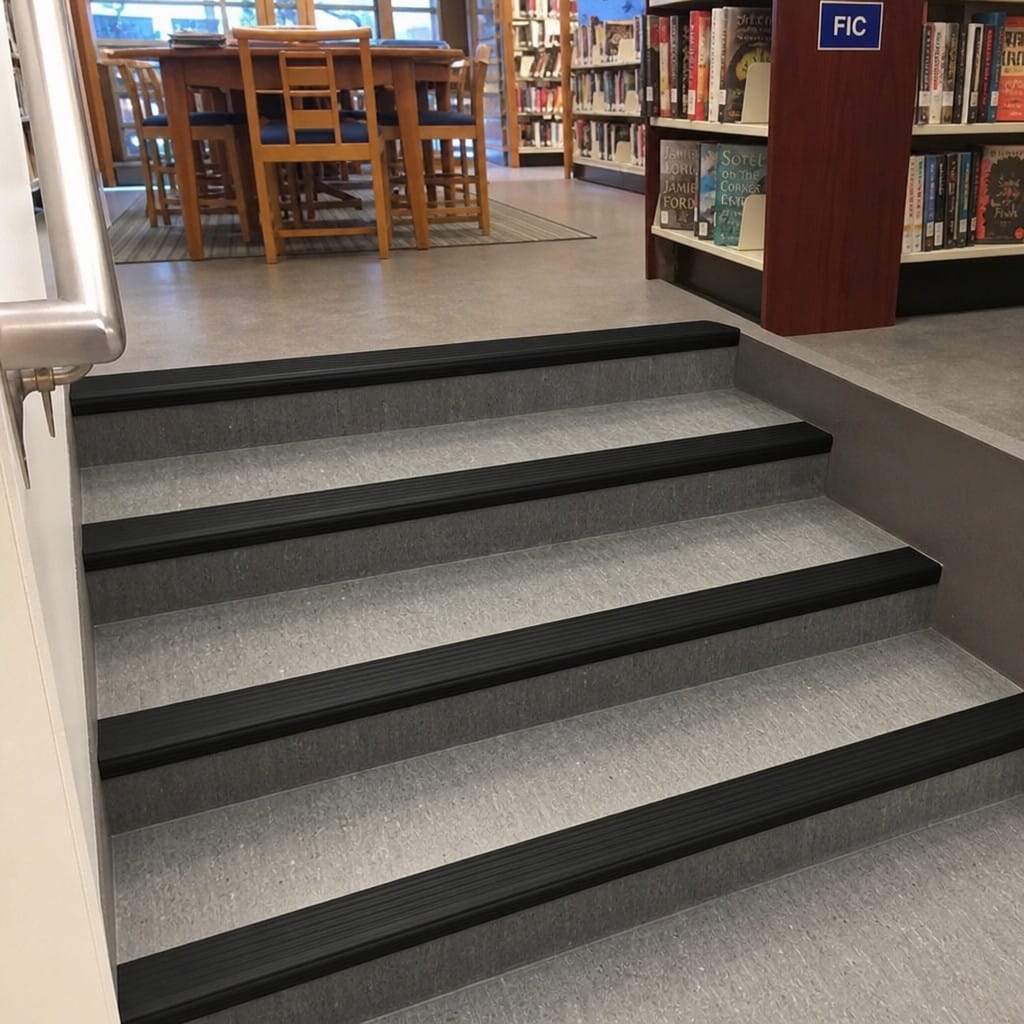 Customer photo review of PVC Stair Edging 65x44mm Slip Resistant Ribbed Indoor, 2.75m Length