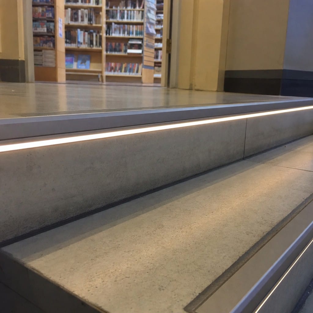 Customer photo review of Aluminium Anti Slip Stair Nosing 76.5mm x 26mm, Light Down for Safety on Stairs