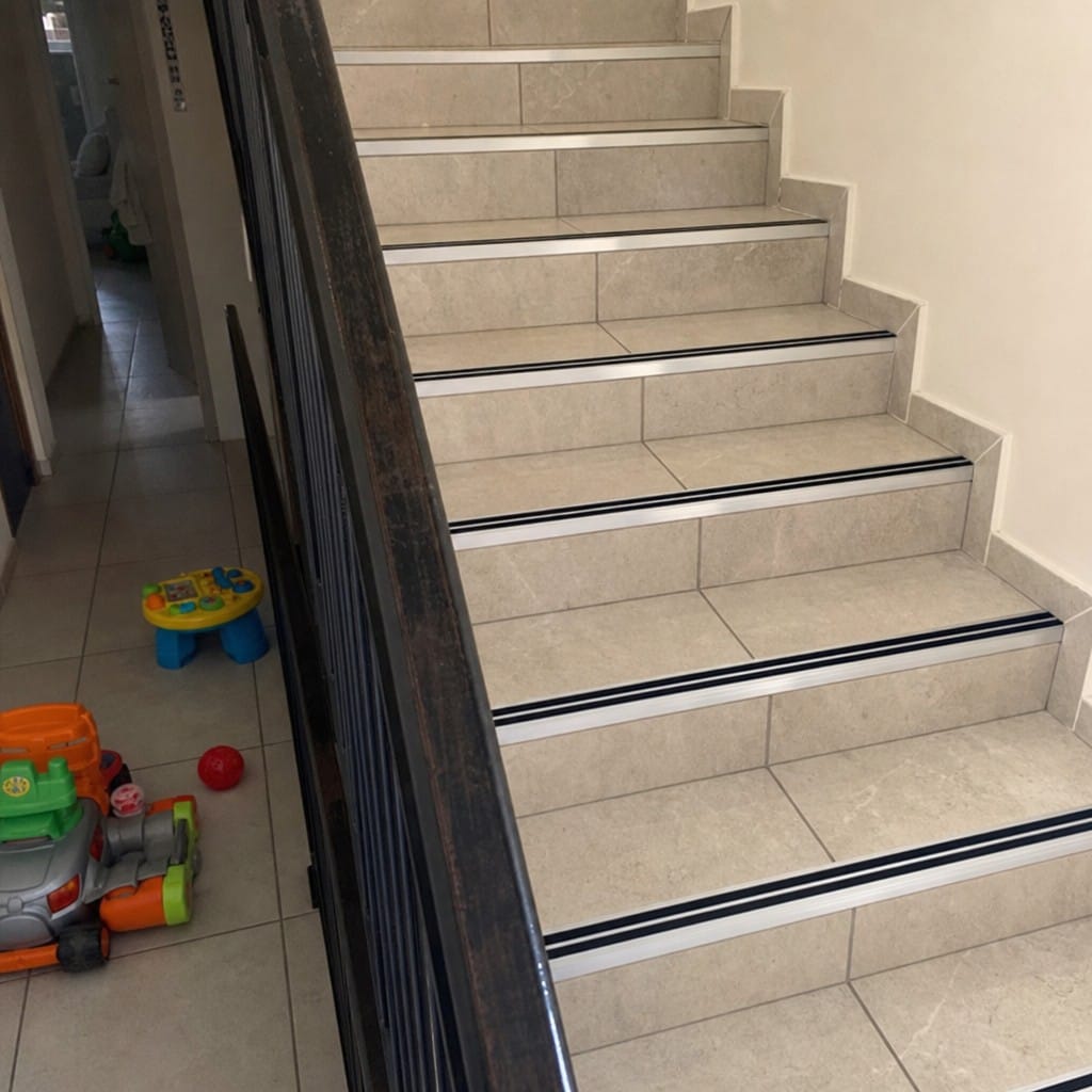 Customer photo review of Anti-Slip Aluminium Stair Nosing with Rubber Inserts for Safety