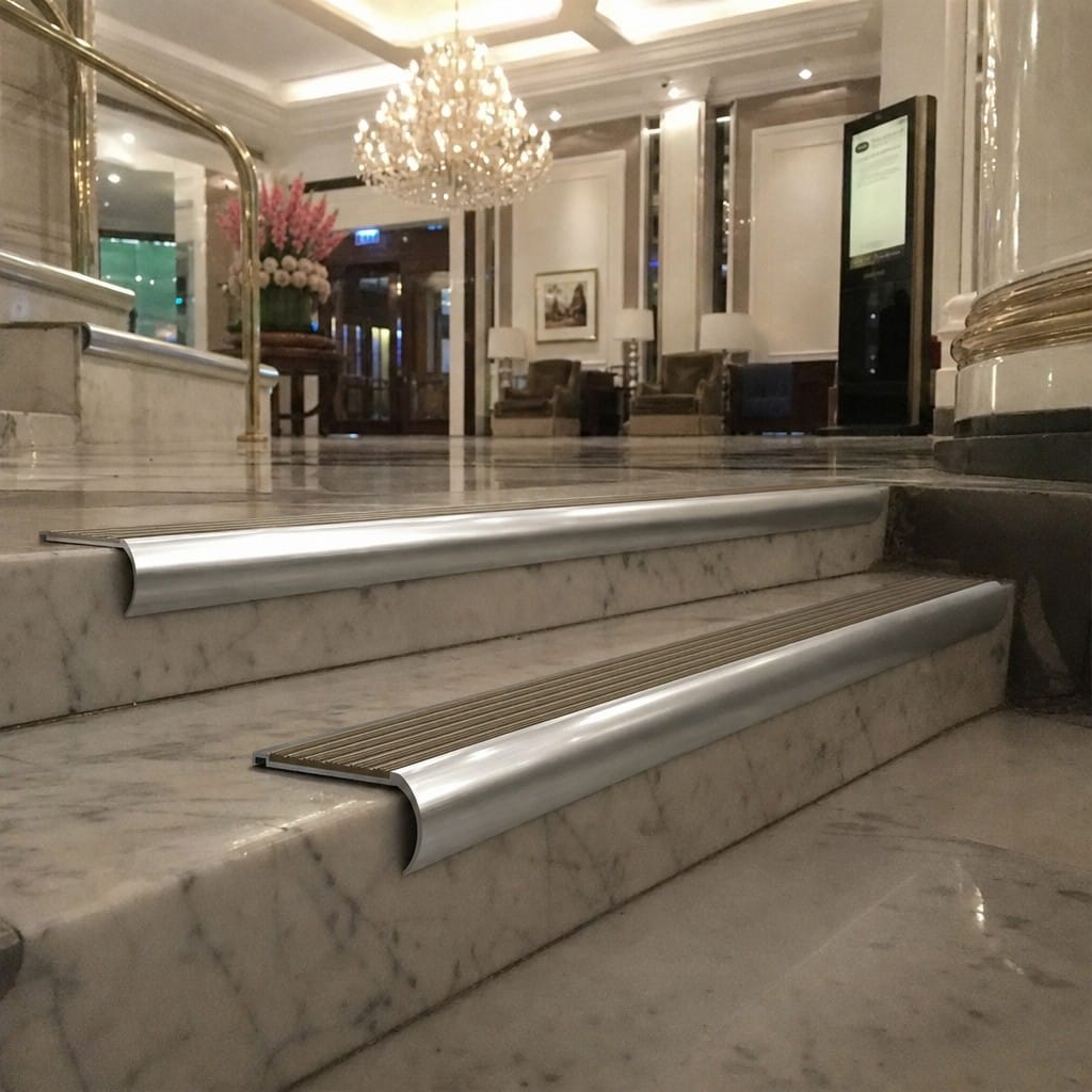 Customer photo review of Aluminium Bullnose Stair Nosing 70.58x55mm 5mm Gauge, 1m & 2m