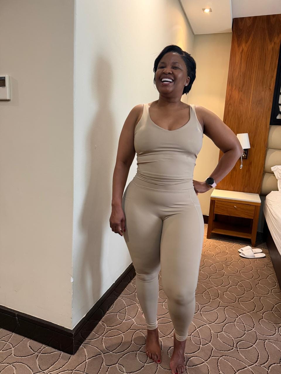 Customer photo review of High Waisted Tummy Control Butt Lifting Leggings with Pockets