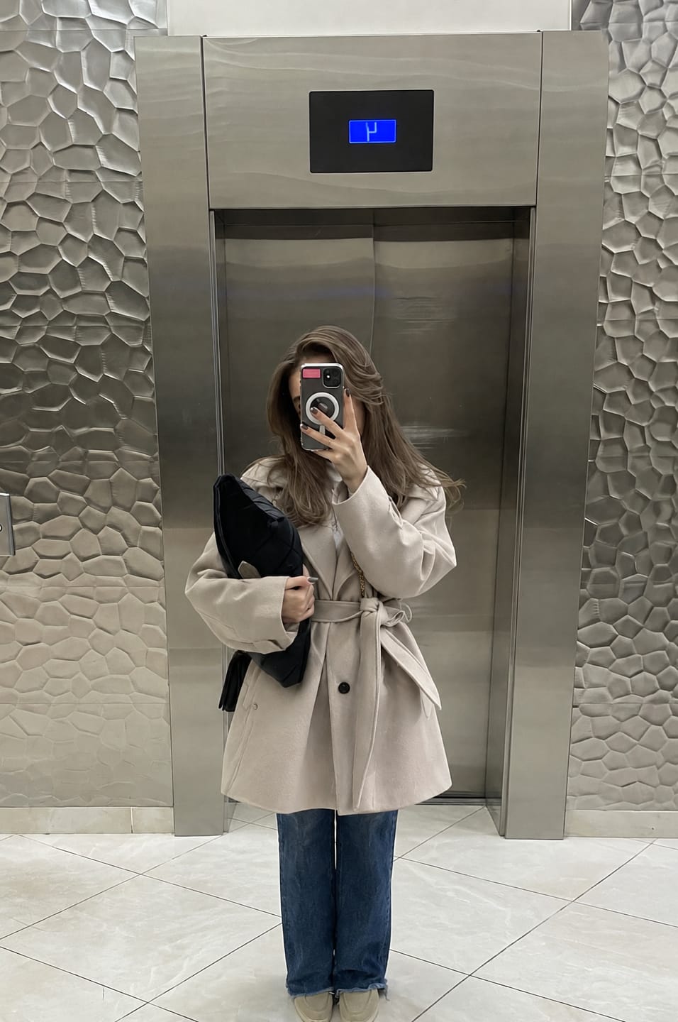 Customer photo review of Amber Hush Belted Wool Coat