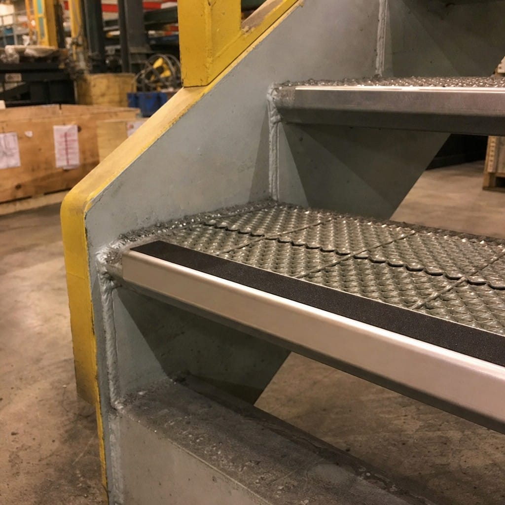 Customer photo review of Aluminium Stair Nosing 70x55mm Wide Tread Anti Slip PVC Insert