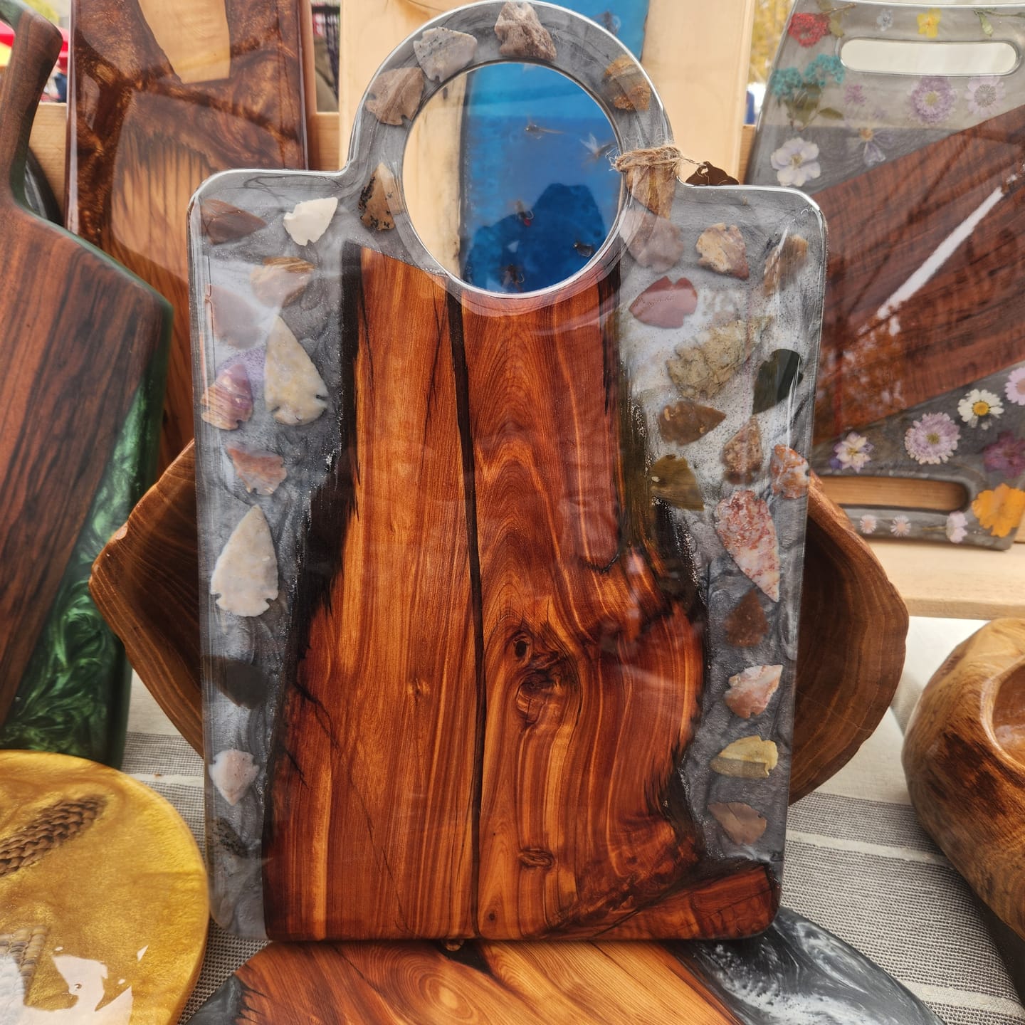 Customer photo review of 18x11.75" Round Handle Grip Charcuterie Board Acrylic Router Template