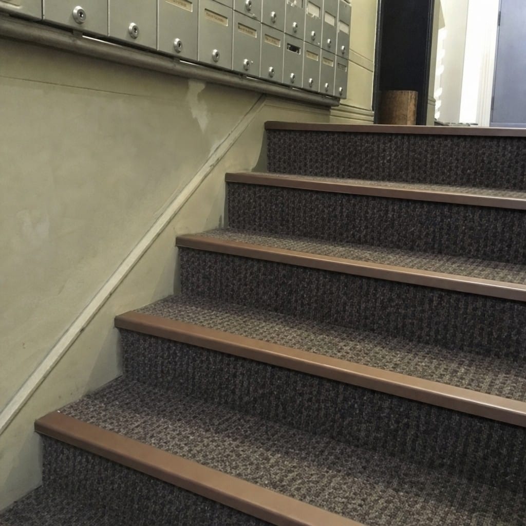 Customer photo review of Aluminium Stair Nosing Rake Back 2.44m 70mm Single Channel