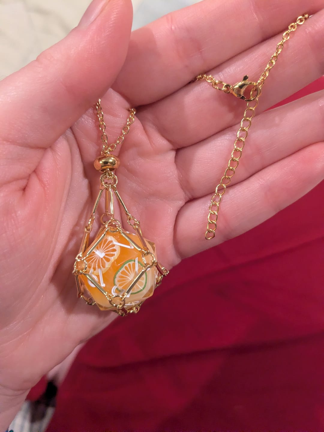 Customer photo review of Interchangeable D20 Dice Holder Necklace/Bracelet