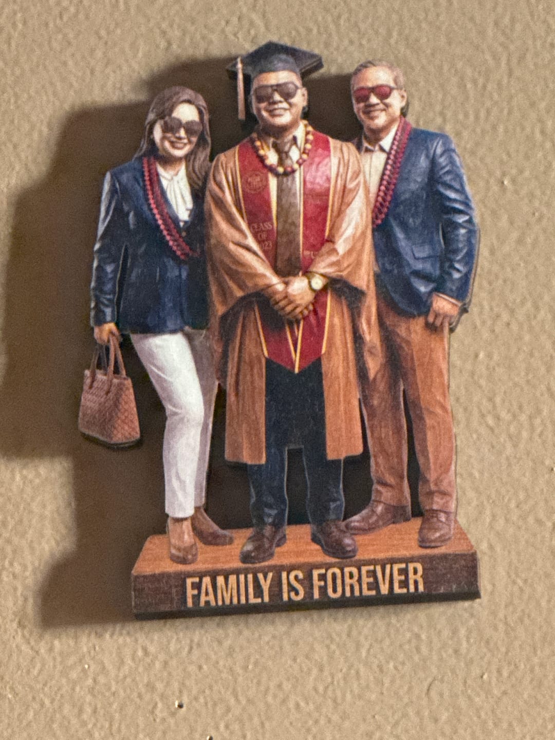 Customer photo review of Custom Photo Family Is Forever - Personalized Customized 3-layered Wooden Plaque - Heartfelt Family Gift For Family Members