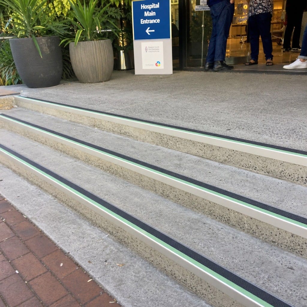 Customer photo review of Aluminium Stair Nosing 57x32mm Outdoor Grade Anti Slip Glow Edge
