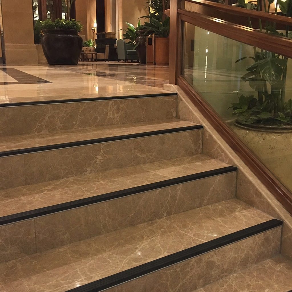 Customer photo review of Aluminium Tile-In Stair Nosing with Replaceable Anti-Slip PVC Tread, 25mm, 9mm and 11mm, 2.5m, Black or Grey