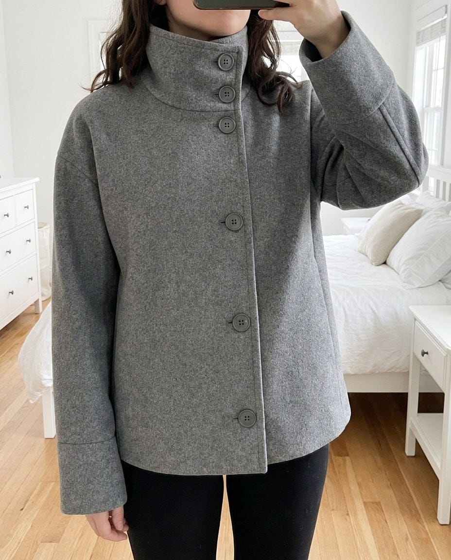 Customer photo review of Cozy High Neck Tailored Blazer Structured Fit for Work & Weekend