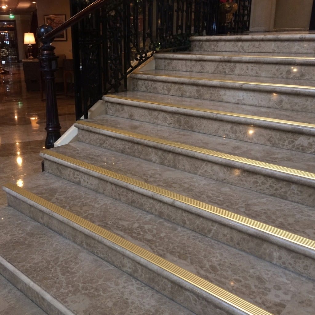 Customer photo review of Solid Brass Stair Nosing 67x55mm Serrated Tread Square Edge, Cut to Size 700-2700mm