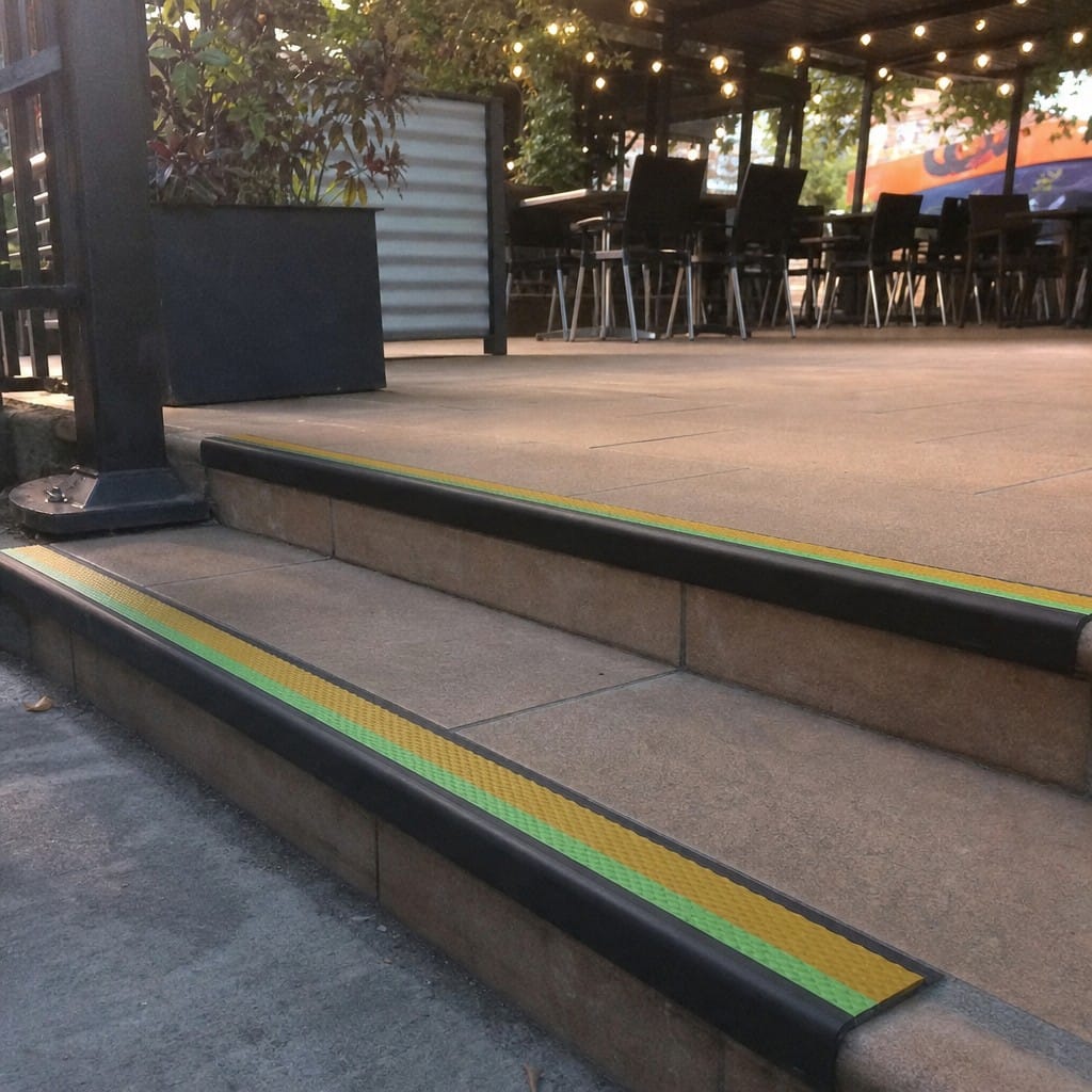 Customer photo review of PVC Stair Nosing 60x32mm Outdoor Grade Anti Slip Glow Edge, 4 Colours