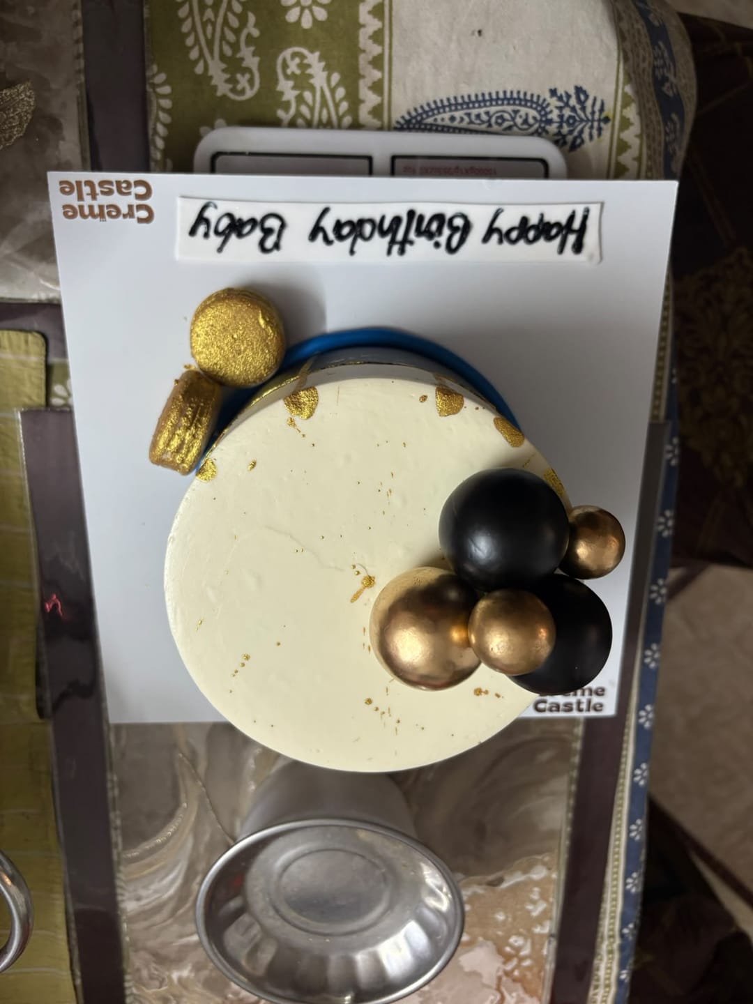 Customer photo review of Gold Splash Blue Cake