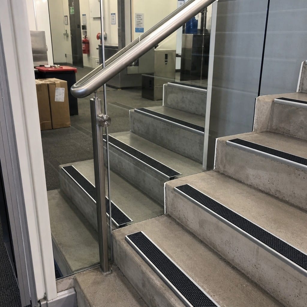 Customer photo review of Anti Slip Ceramic Stair Nosing 10mm 12.5mm Aluminium Tile