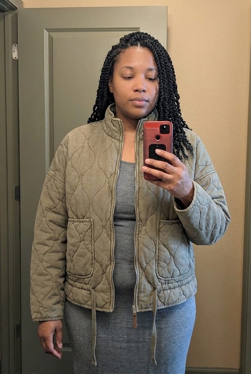 Customer photo review of Soft Knit Sweater Midi Dress With Contrast Trim