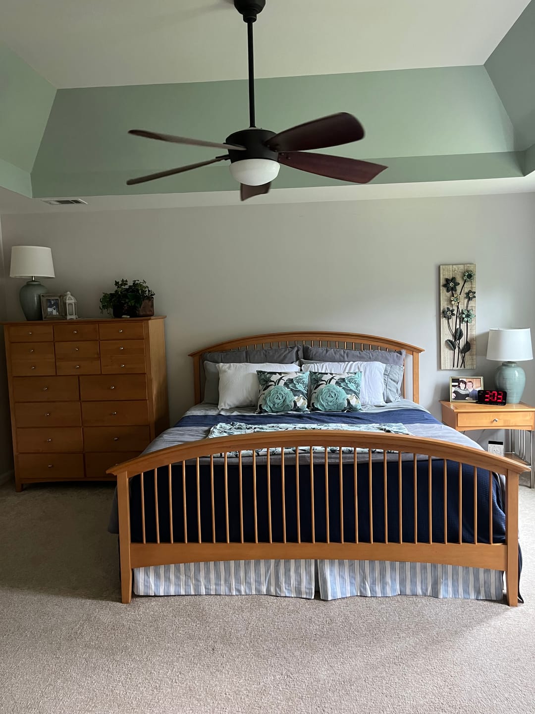 Customer photo review of Tailored Bedskirt in Brush Stripes Mist Blue Stripe Slub Canvas