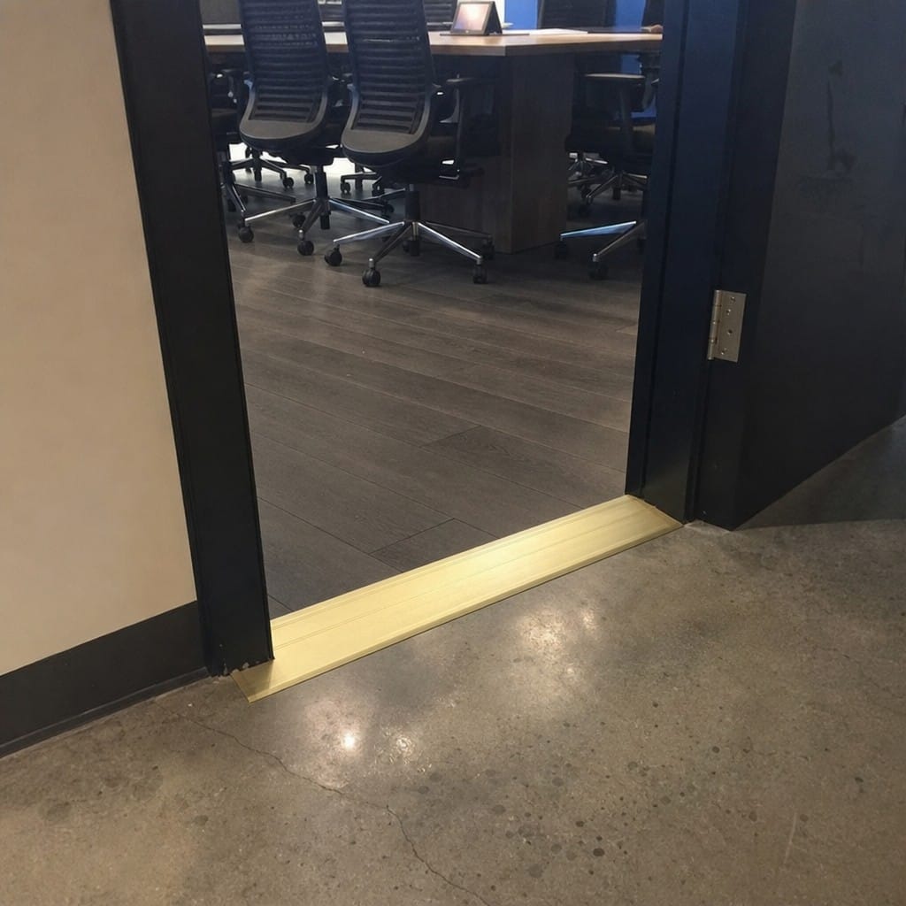Customer photo review of Self Adhesive Aluminium Ramp Transition Strip 50mm x 14mm for Floor Level Changes