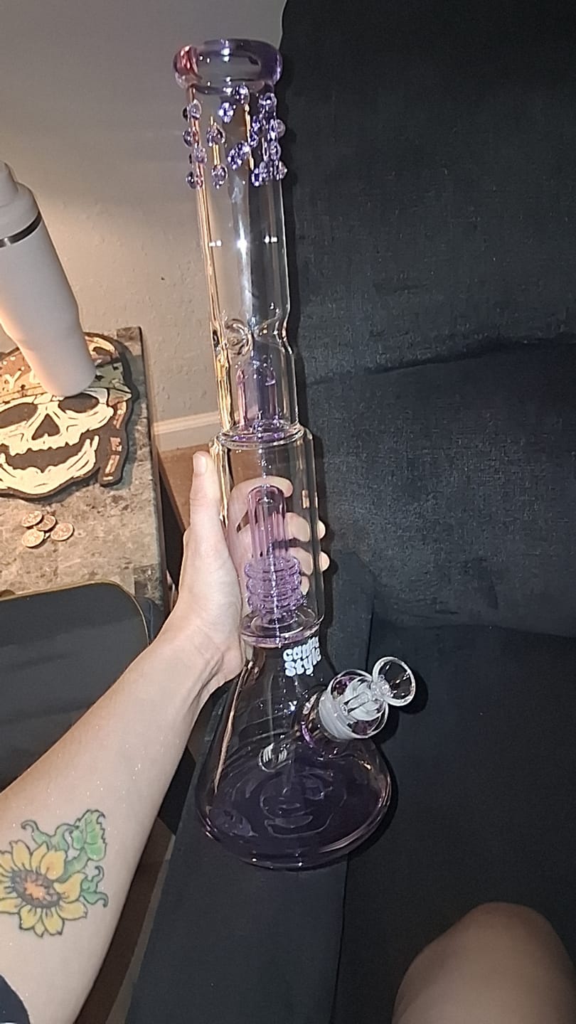 Customer photo review of LAVENDER DAZZLE TRIPLE-PERC BONG 18"