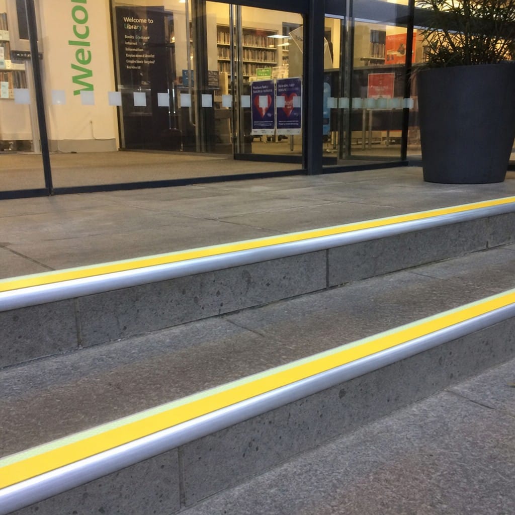Customer photo review of Aluminium Stair Nosing 70x40mm Bullnose with Photoluminescent Strip