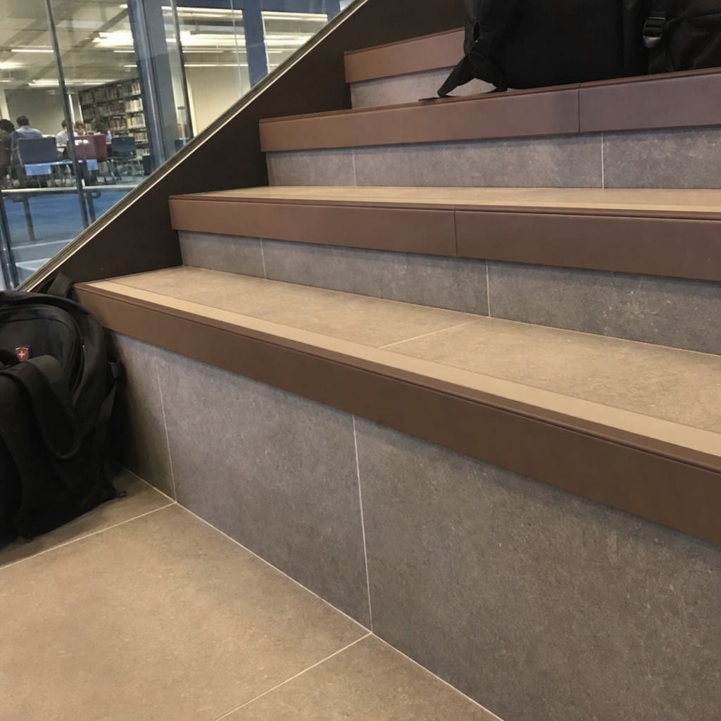 Customer photo review of Aluminium Stair Nosing Rake Back 2.44m 70mm Single Channel