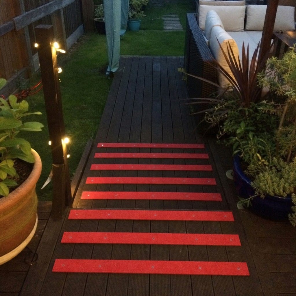 Customer photo review of Grit Non Slip Decking Strips 90mm GRP Fine Surface