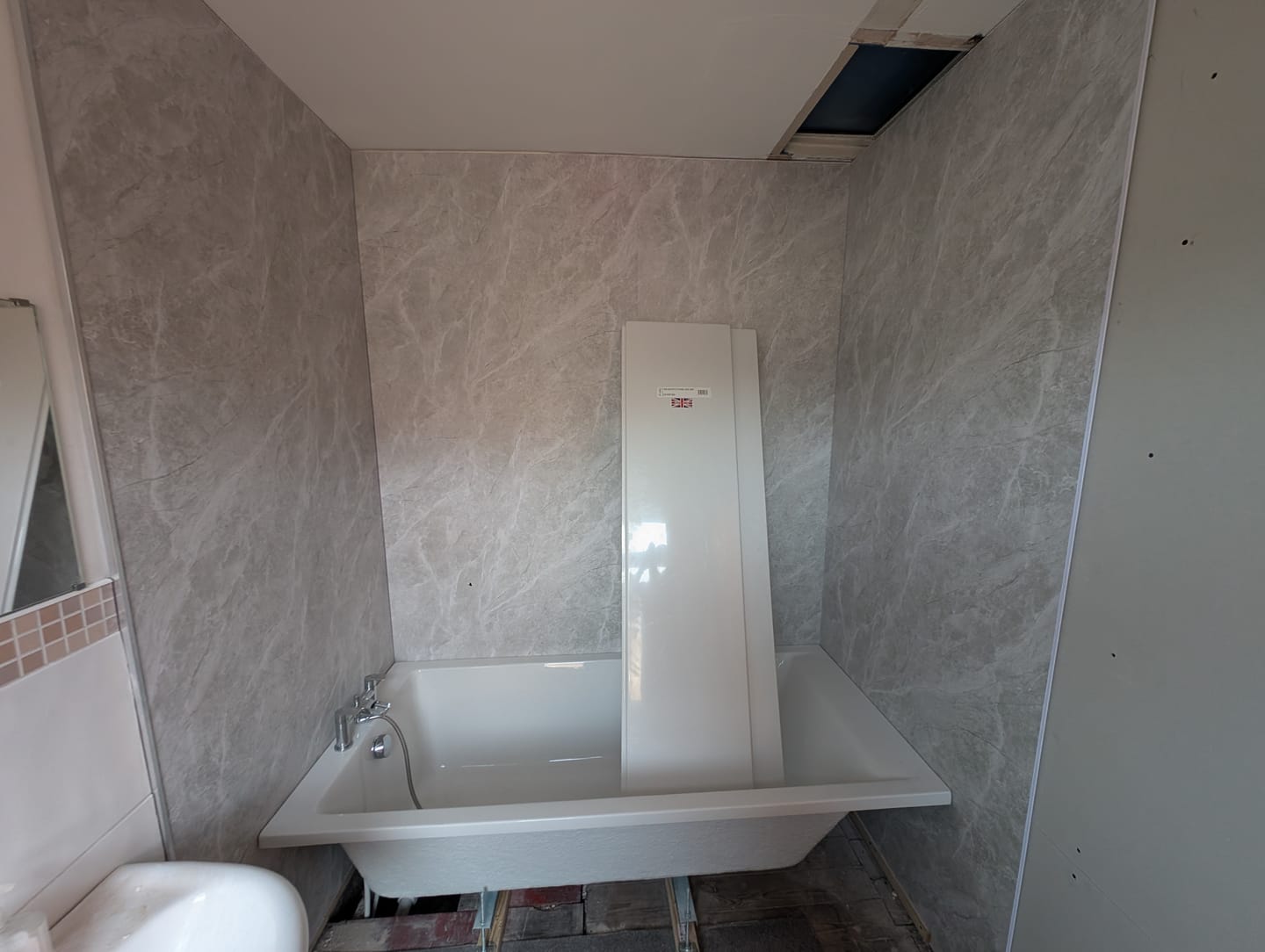 Customer photo review of Premium Light Grey Marble Matt Shower Wall Panel – 1M x 2.4M