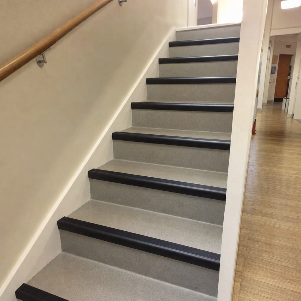 Customer photo review of Self-Adhesive PVC Bullnose Stair Nosing 50x25mm, Black or Grey