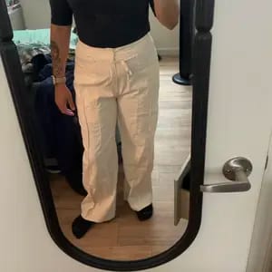 Customer photo review of Lace-up Trousers Loose-fit Drawstring Wide-leg Pants With Multiple Pockets