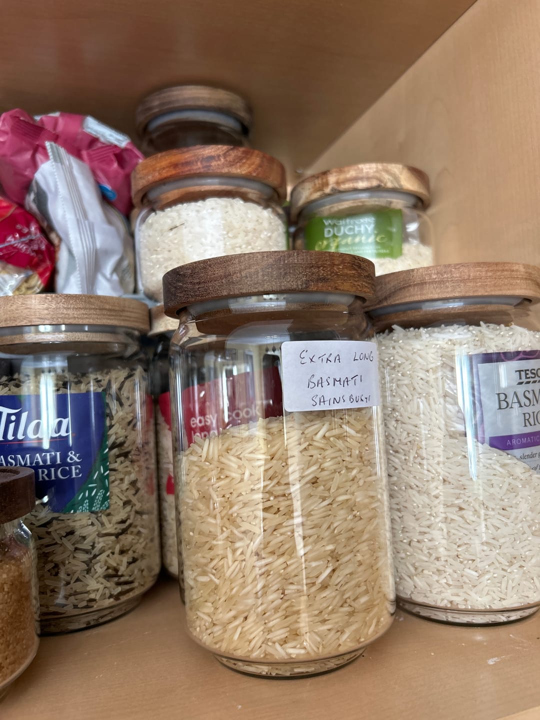 Customer photo review of Glass Acacia Pantry Jars