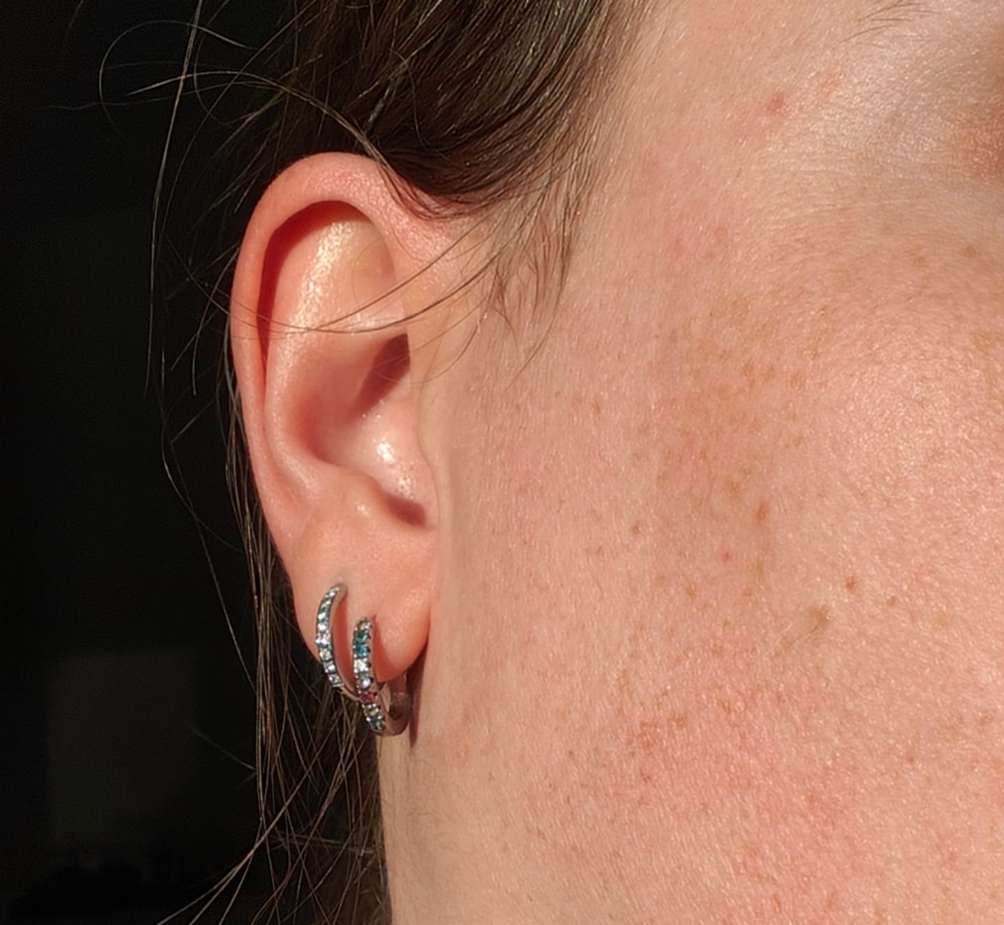 Customer photo review of Eternity Hoop Earrings