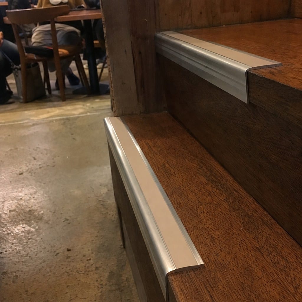 Customer photo review of Aluminium Stair Nosing 3.22m Rake Back Single Channel