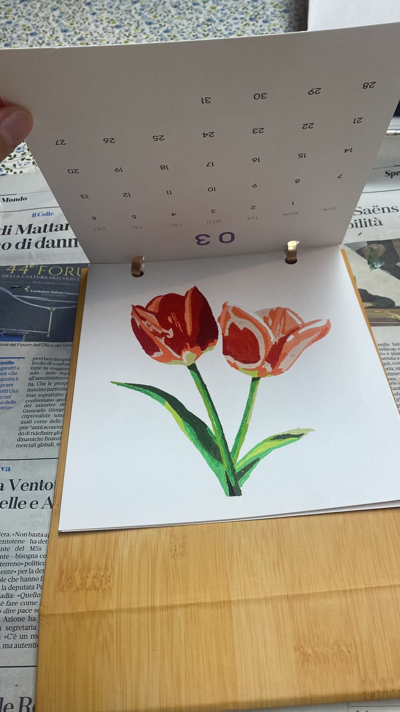 Customer photo review of 2027 Paint by Numbers Desk Calendar | Flowers Edition