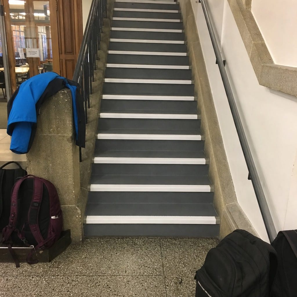 Customer photo review of GRP Stair Treads Anti Slip White Nosing Fire Resistant