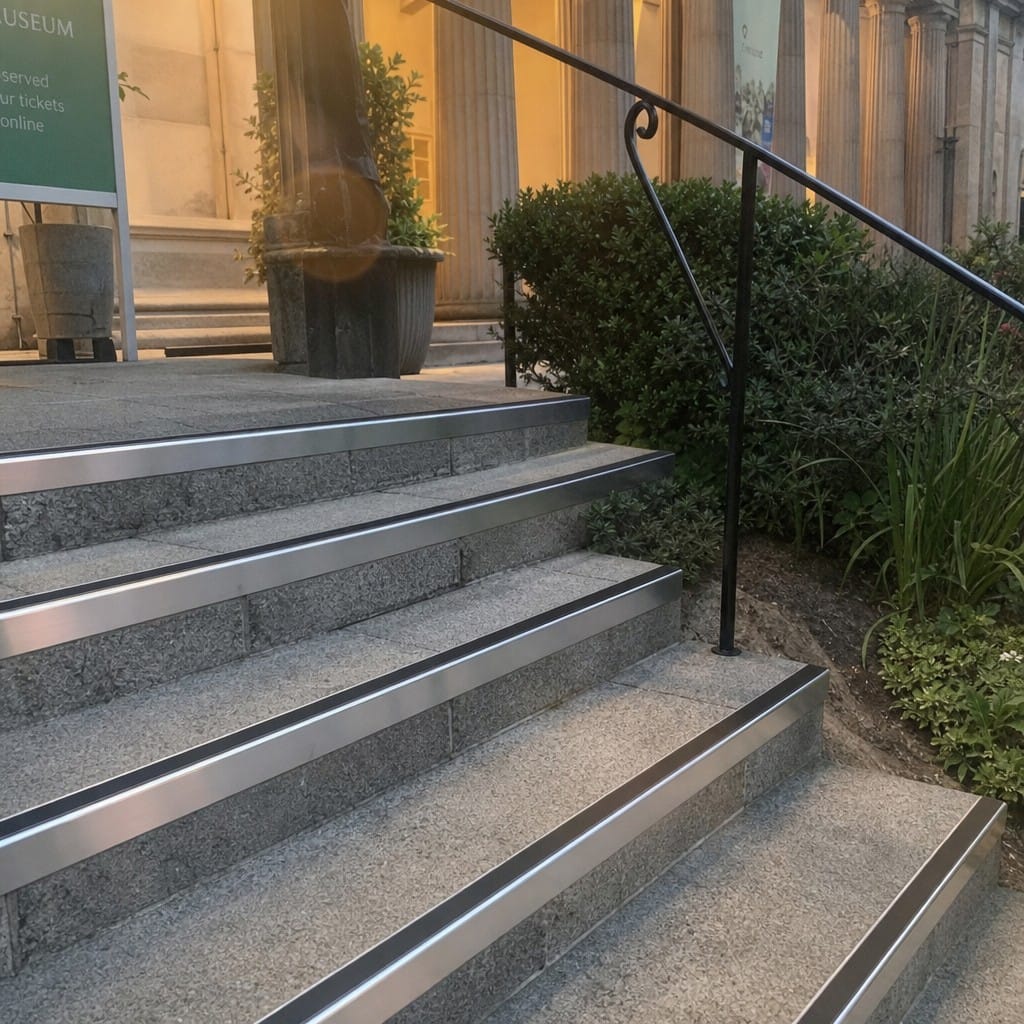 Customer photo review of Square Aluminium Stair Nosing 2.75m 56mm Tread Single