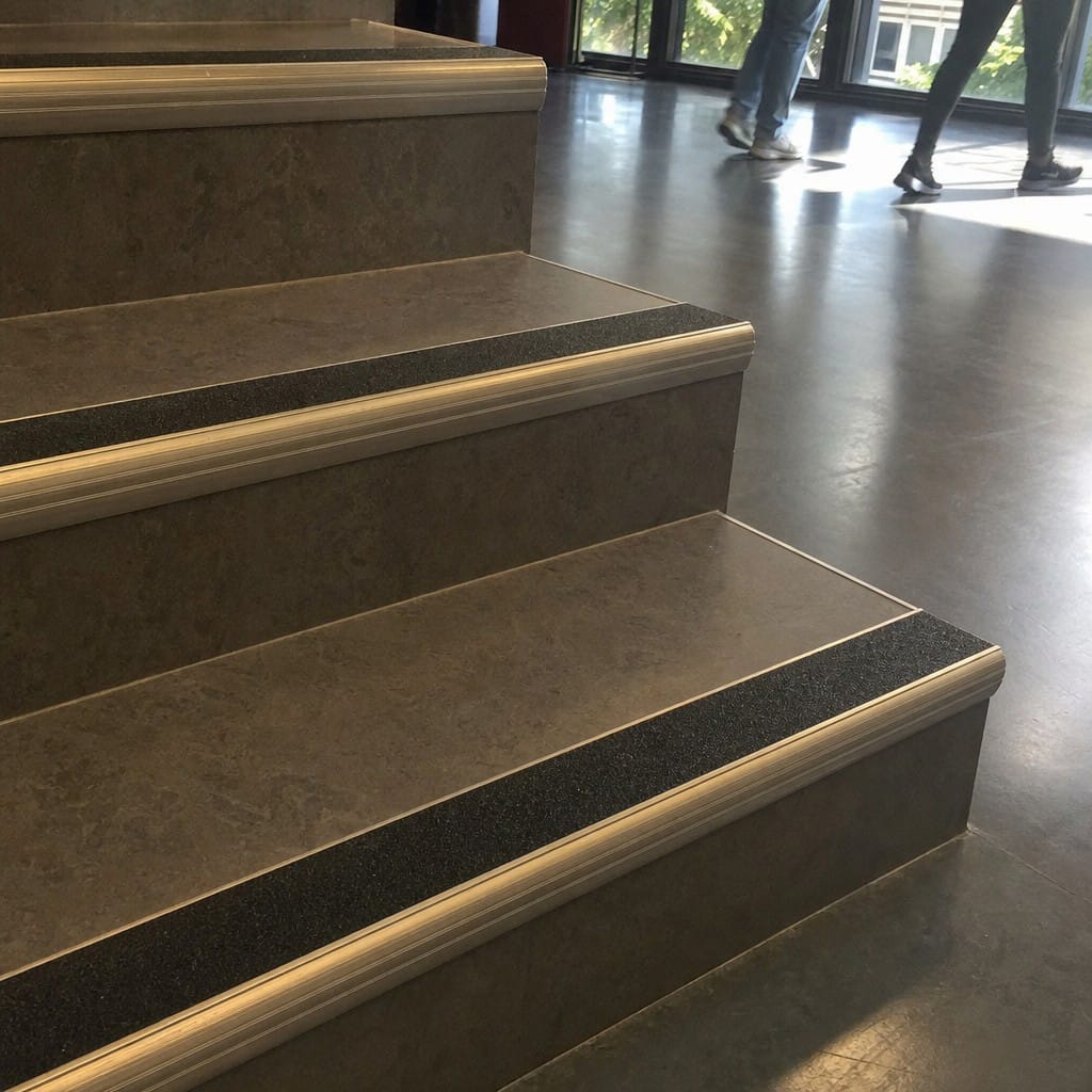 Customer photo review of Aluminium Stair Nosing 55mm Bullnose PVC Insert Indoor