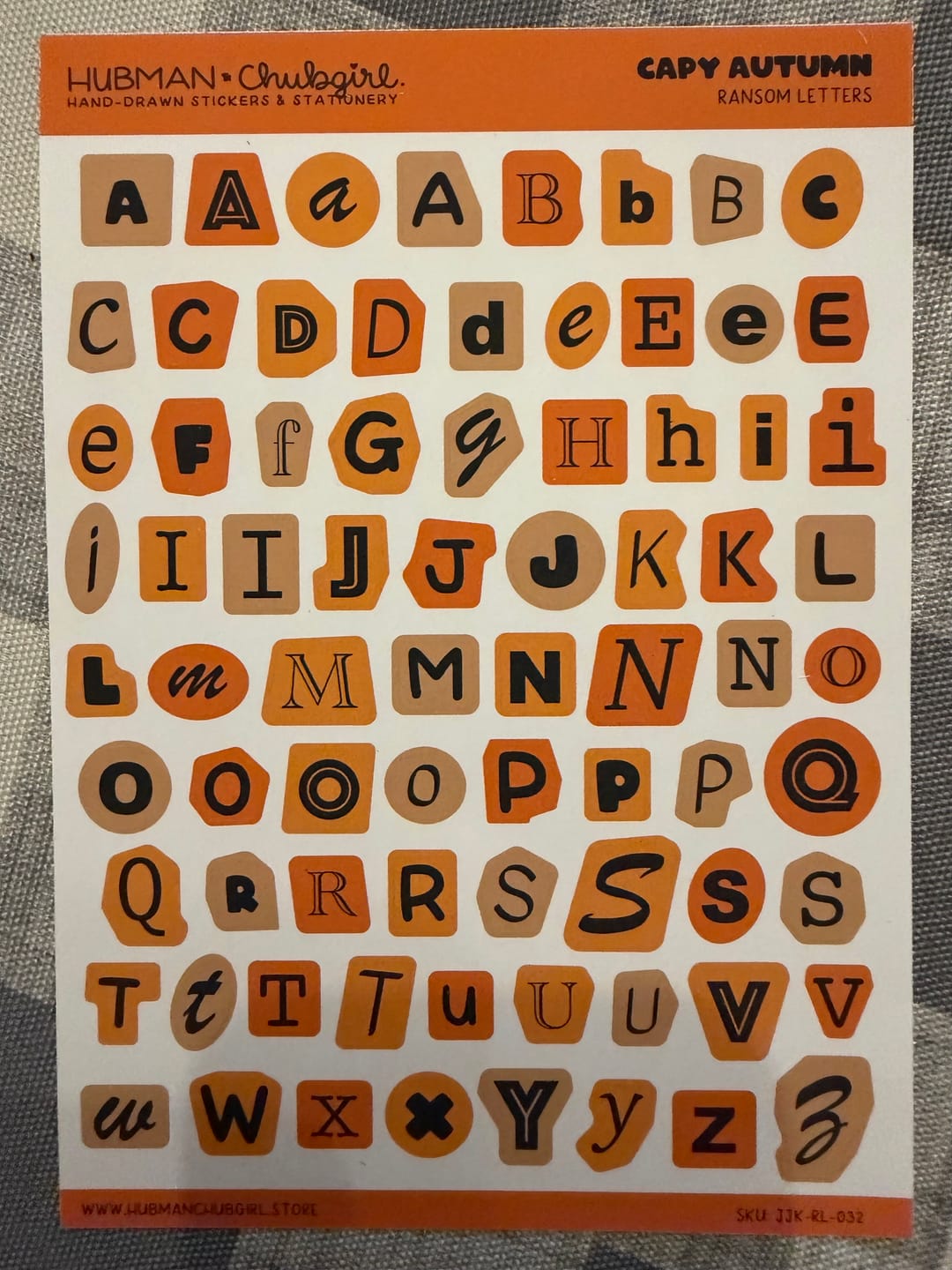 Customer photo review of Capy Autumn Ransom Letters