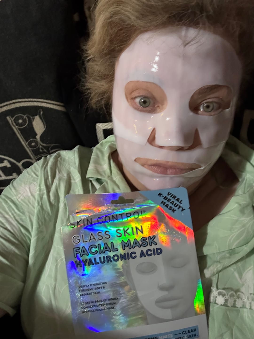 Customer photo review of Glass Skin Facial Mask Hyaluronic Acid Bundle 4pk