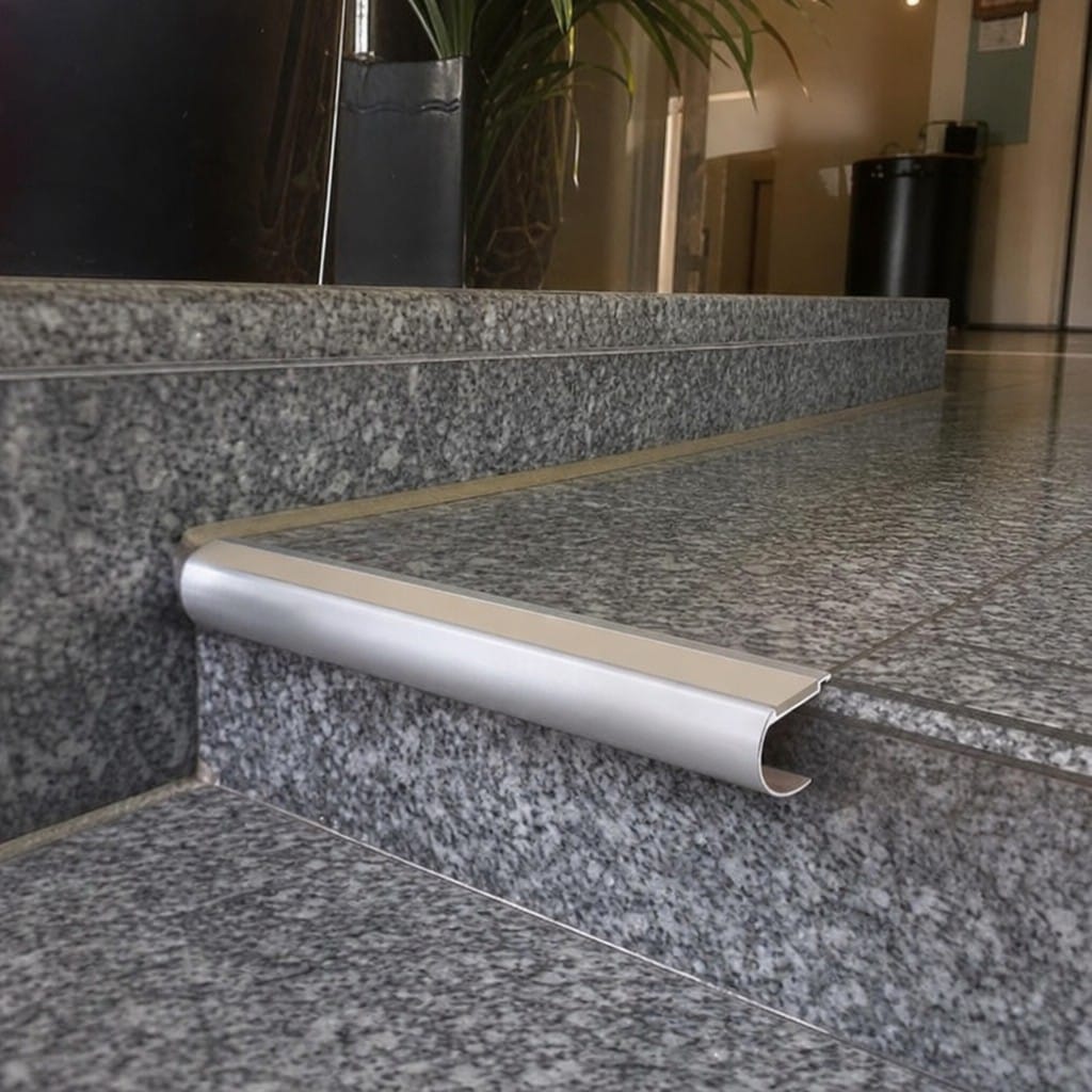 Customer photo review of Aluminium Stair Nosing 71x55mm BS8300 DDA Compliant PVC Insert