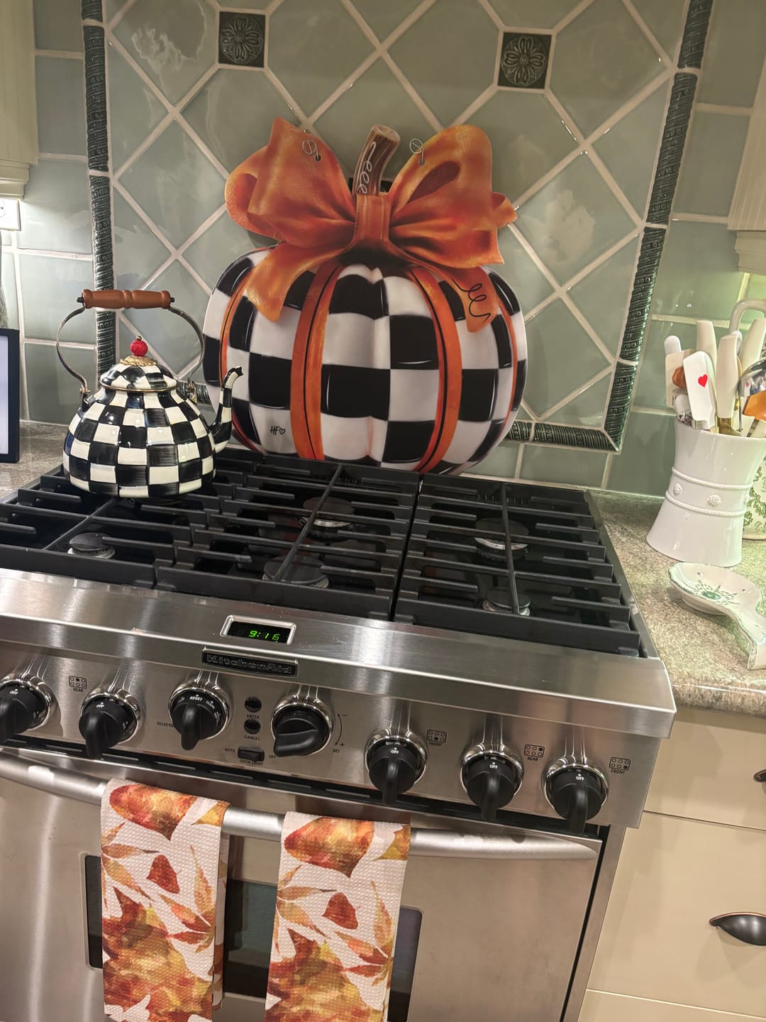 Customer photo review of Elegant Checkered Pumpkin Door Hanger